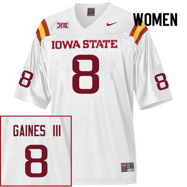 Women #8 Iowa State Cyclones College Football Jerseys Stitched Sale-White - Click Image to Close